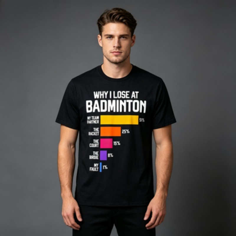 Badminton Quotes - Men's Round Neck Short Sleeve T-shirt